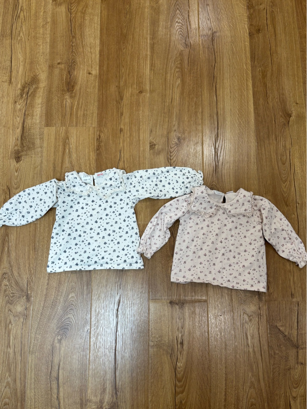 Zara Long Sleeve Floral Collared Top (Set of 2)